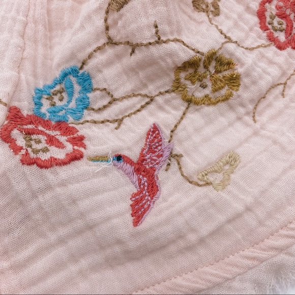 ANTHROPOLOGIE Swim Cover Up Pink Embroidered Gauze Dress - Picture 9 of 14